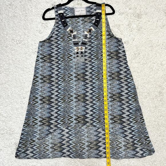 Anthropologie Beautiful Stories Beaded V-Neck High Low Hem Tunic Top Boho Sz: M - Picture 5 of 9